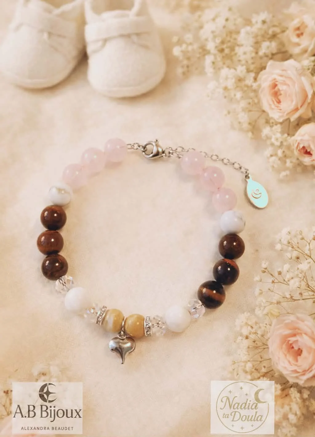 Bracelet de pierres Cœur en acier